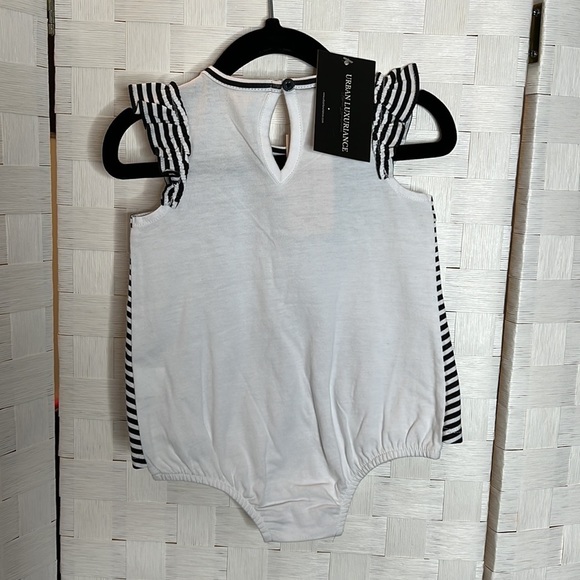 FIRST Impressions Black and White Stripe Sunsuit - Picture 3 of 3